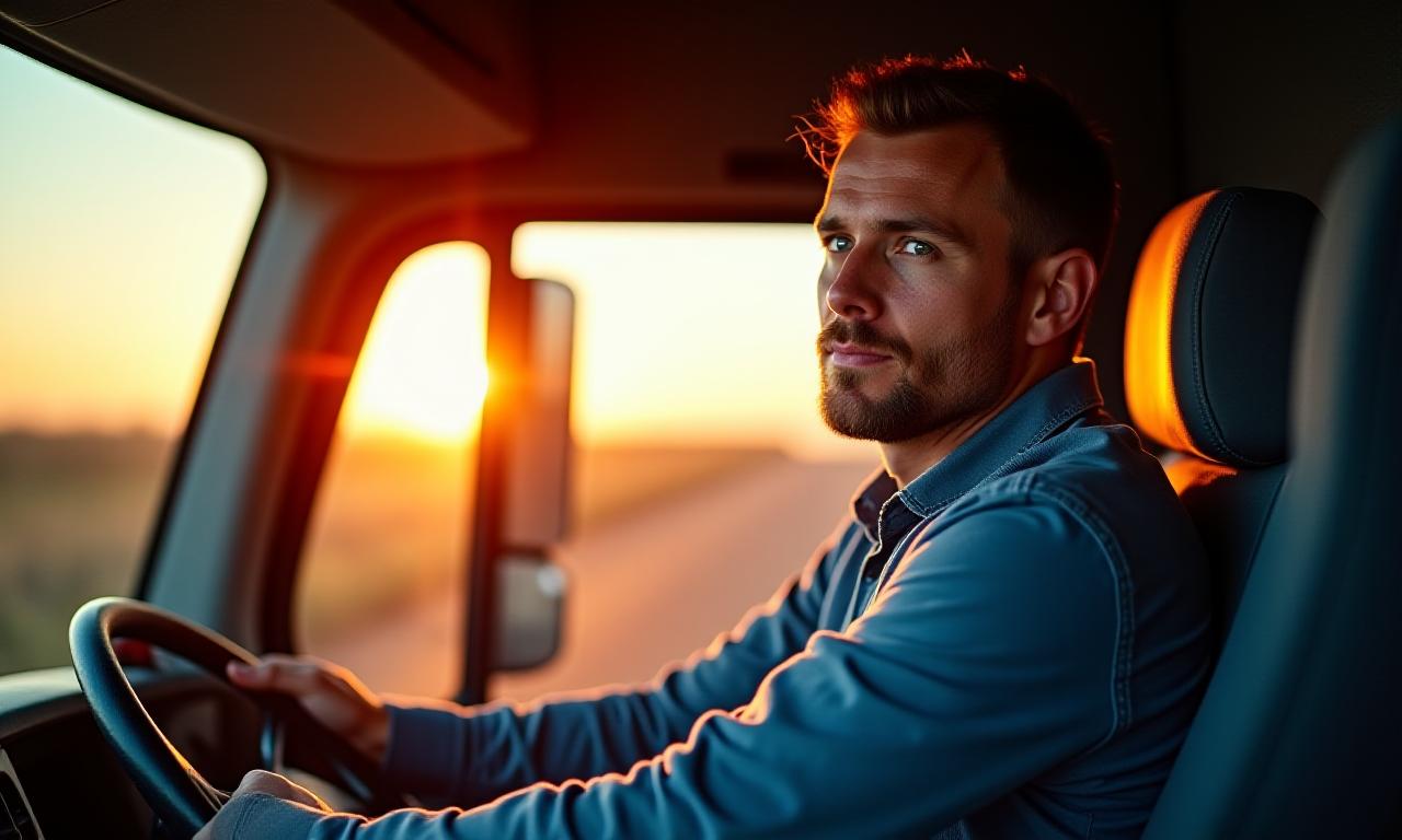 Professional CDL driver looking ahead